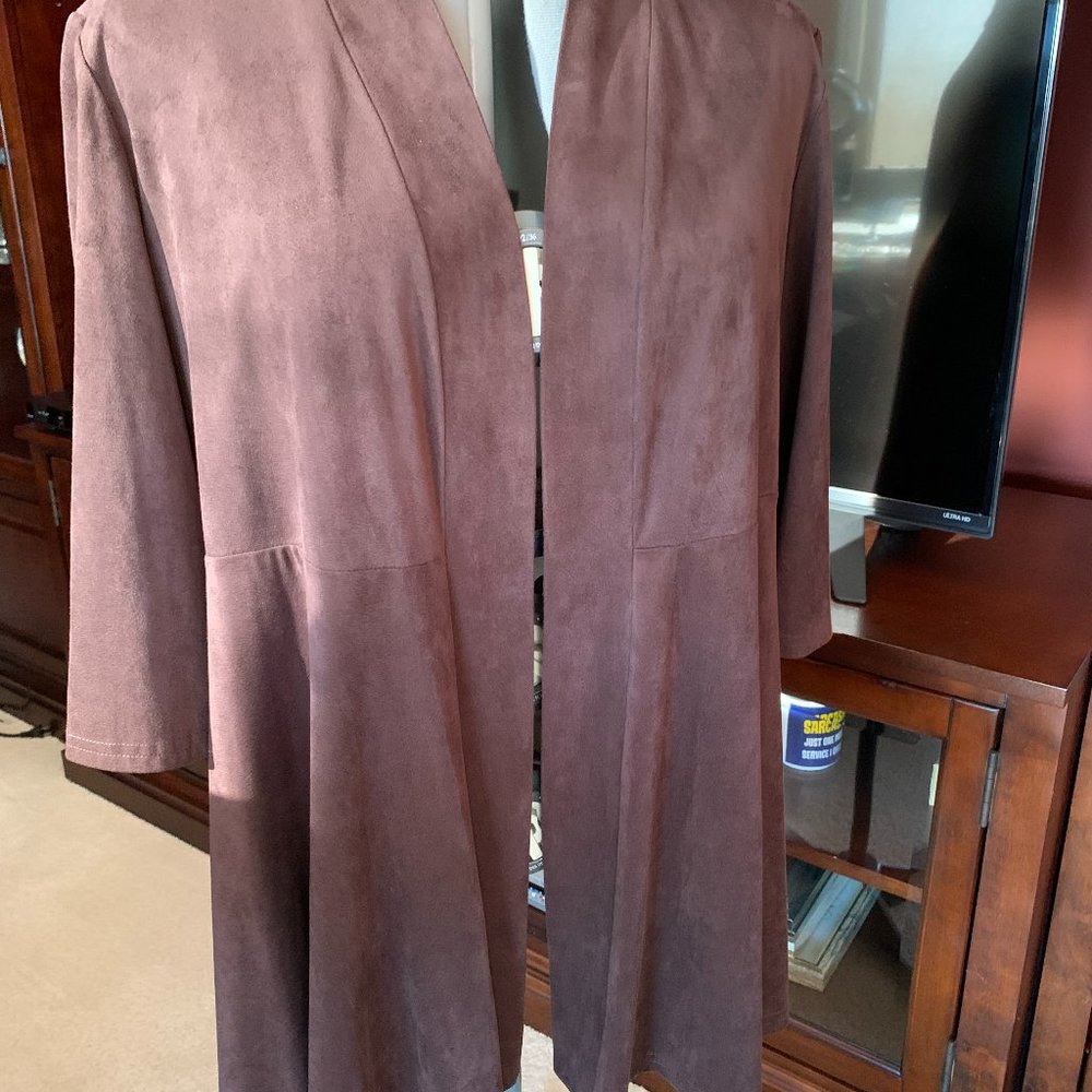 Faux Suede Open Front Empire Waist Blazer